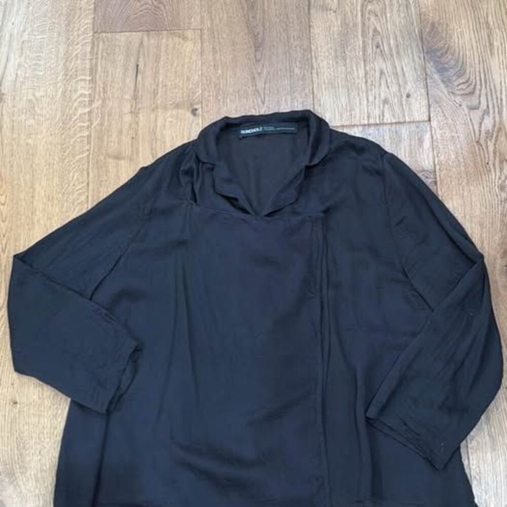 Rundholz Avant Garde Black Asymmetrical Button Down Shirt Blouse Women's Small